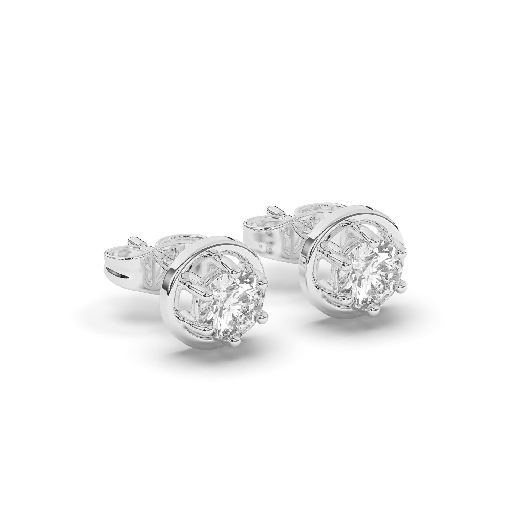 Rose Round Lab-Grown Diamond Stud Earrings - Pear Jewels
