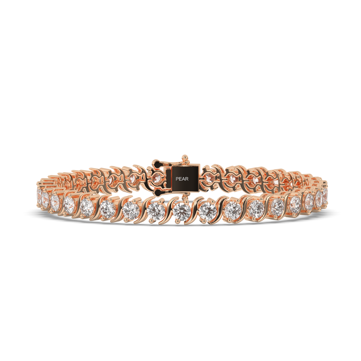 Round Cut Lab grown Diamond S-type Tennis Bracelet - Pear Jewels