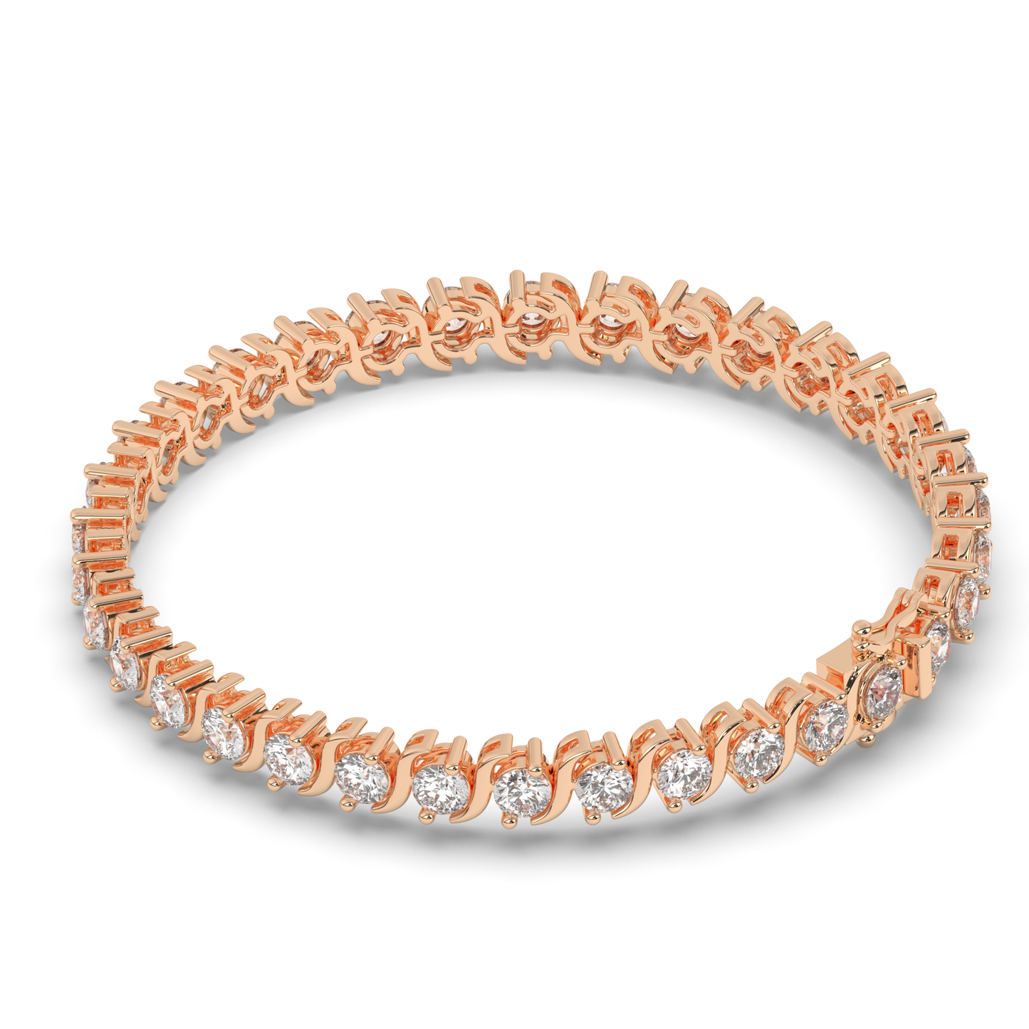 Round Cut Lab grown Diamond S-type Tennis Bracelet - Pear Jewels