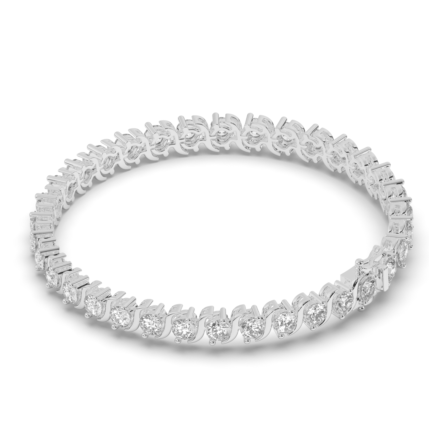 Round Cut Lab grown Diamond S-type Tennis Bracelet - Pear Jewels