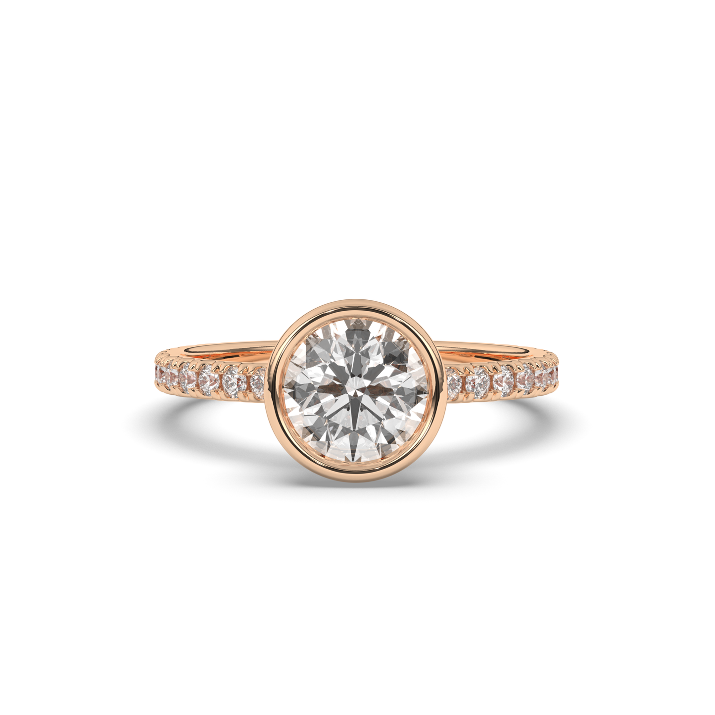 Round Lab-Grown Diamond Ring in Bezel Setting - Pear Jewels