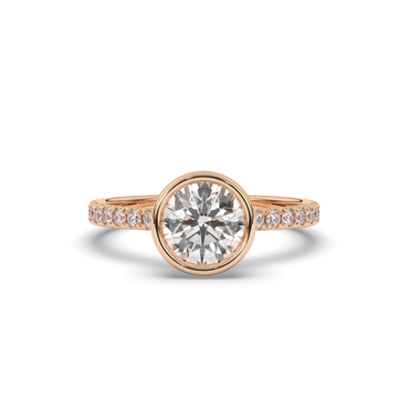 Round Lab-Grown Diamond Ring in Bezel Setting - Pear Jewels