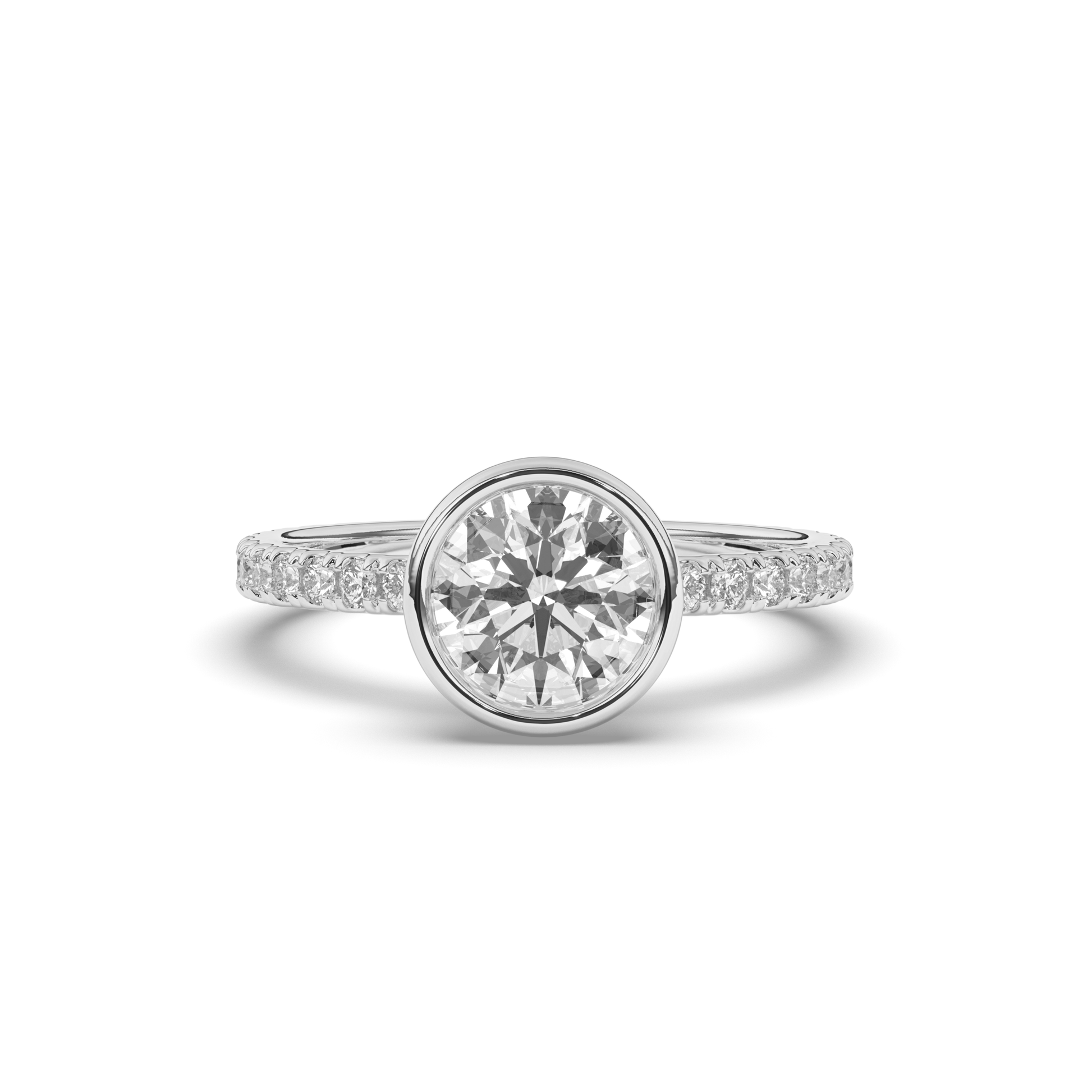 Round Lab-Grown Diamond Ring in Bezel Setting - Pear Jewels