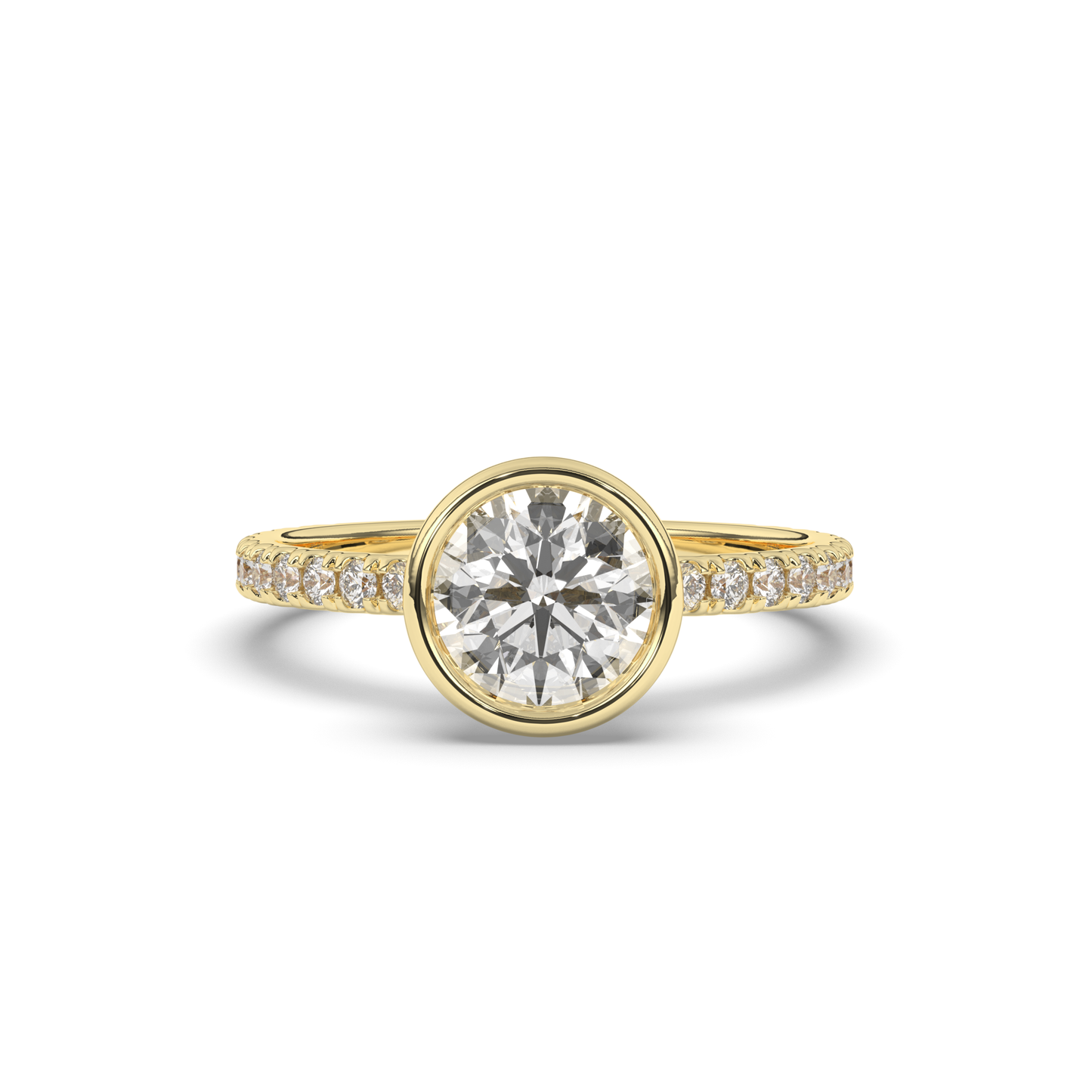 Round Lab-Grown Diamond Ring in Bezel Setting - Pear Jewels