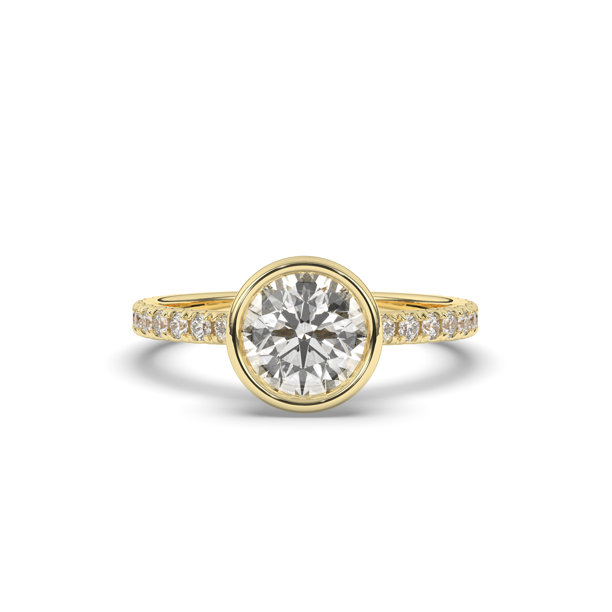 Round Lab-Grown Diamond Ring in Bezel Setting - Pear Jewels