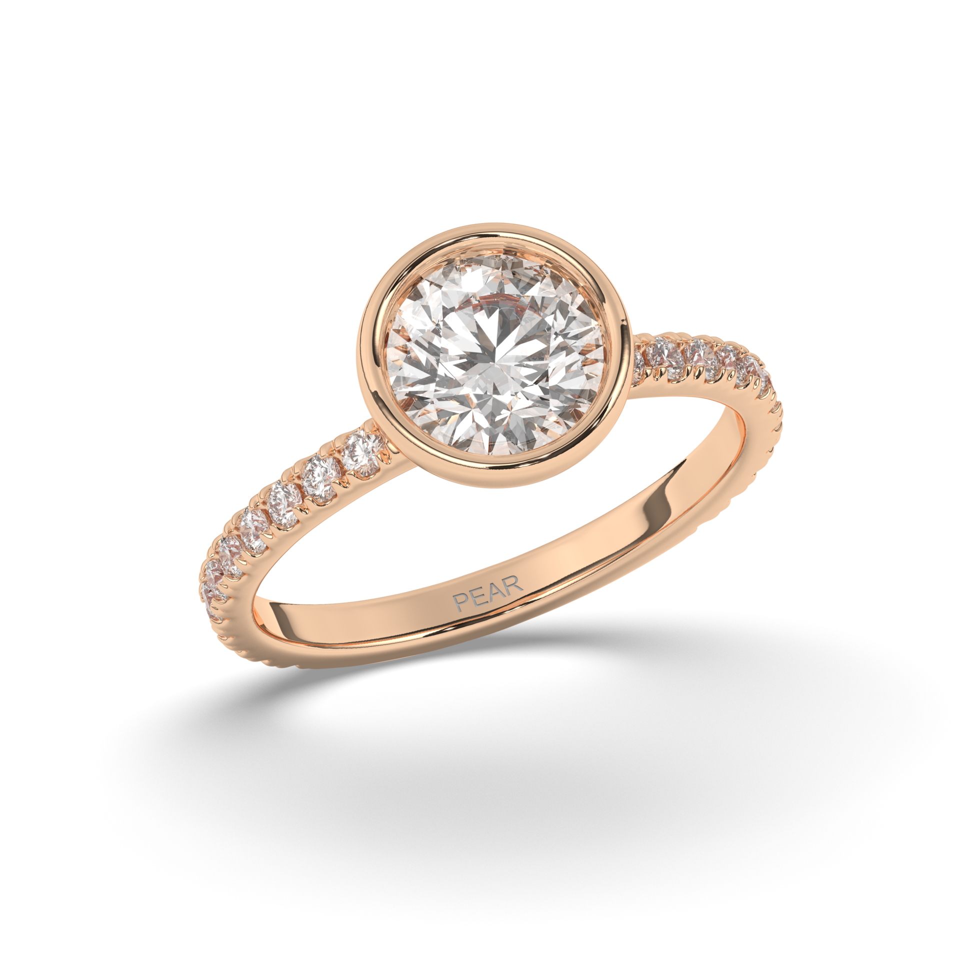 Round Lab-Grown Diamond Ring in Bezel Setting - Pear Jewels