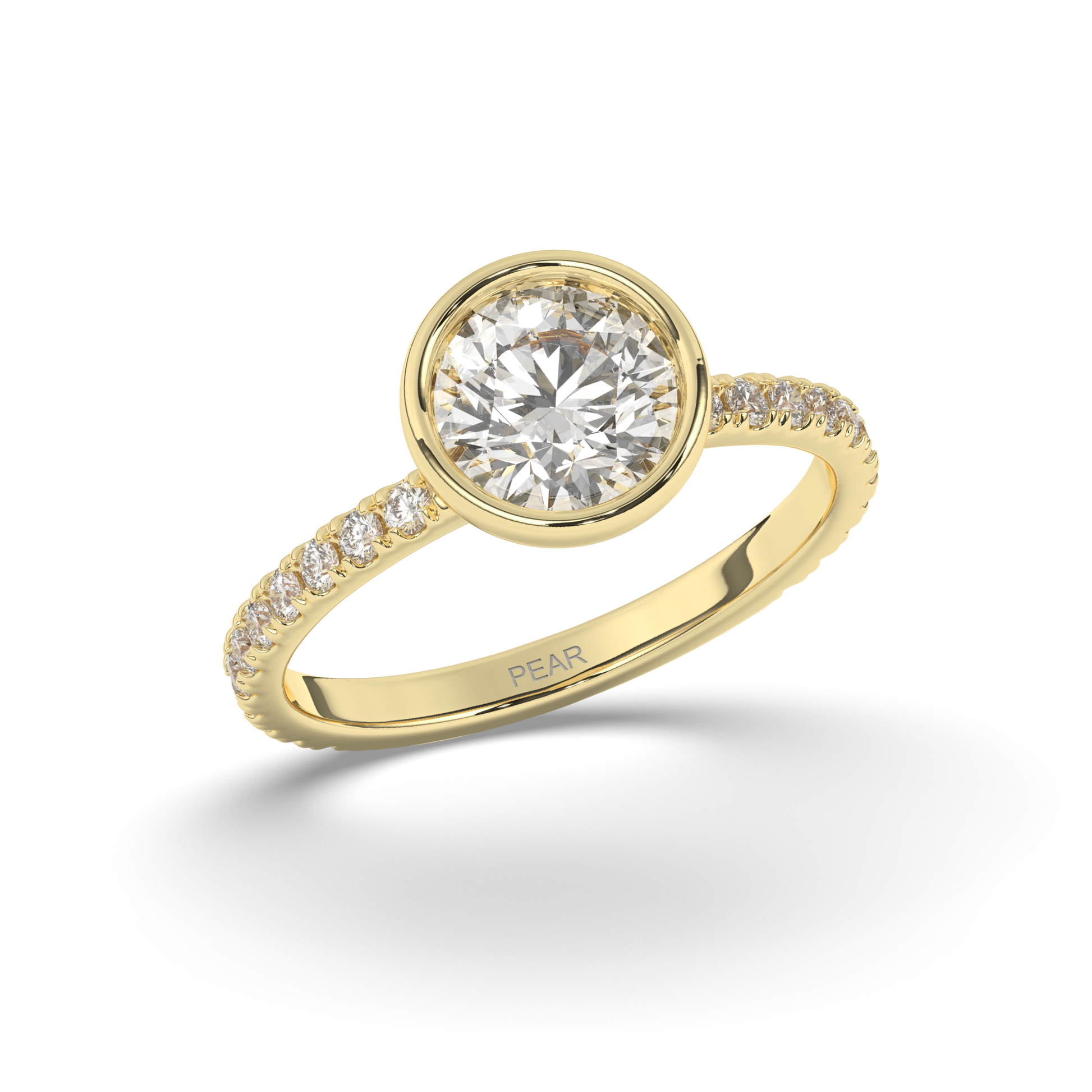 Round Lab-Grown Diamond Ring in Bezel Setting - Pear Jewels