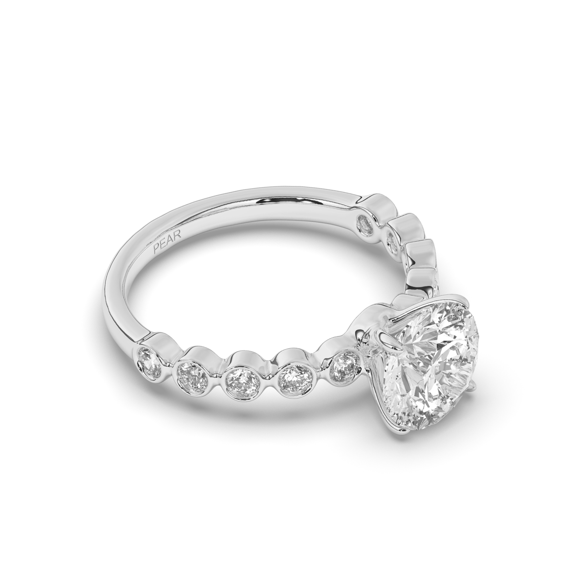 Round Lab-Grown Diamond Solitaire Engagement Ring - Pear Jewels