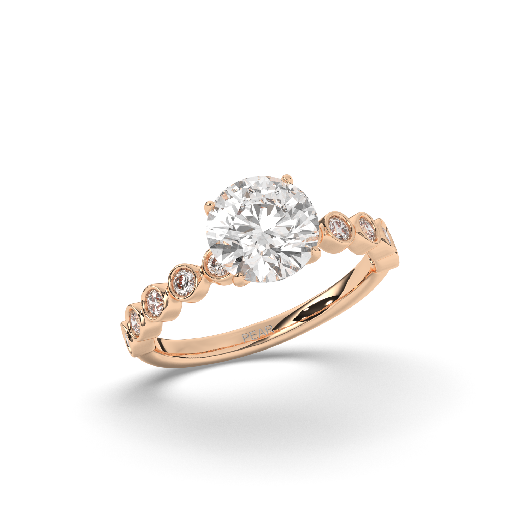 Round Lab-Grown Diamond Solitaire Engagement Ring - Pear Jewels