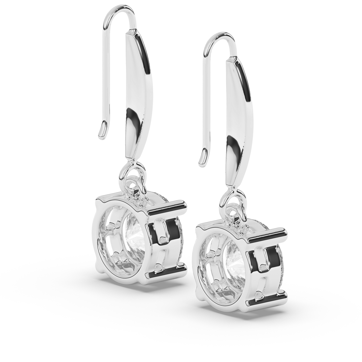 Round Lab Grown Diamond Dangles & Drops Earrings - Pear Jewels
