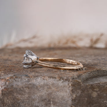 Round Solitaire Basket Heart Prong Engagement Ring - Pear Jewels