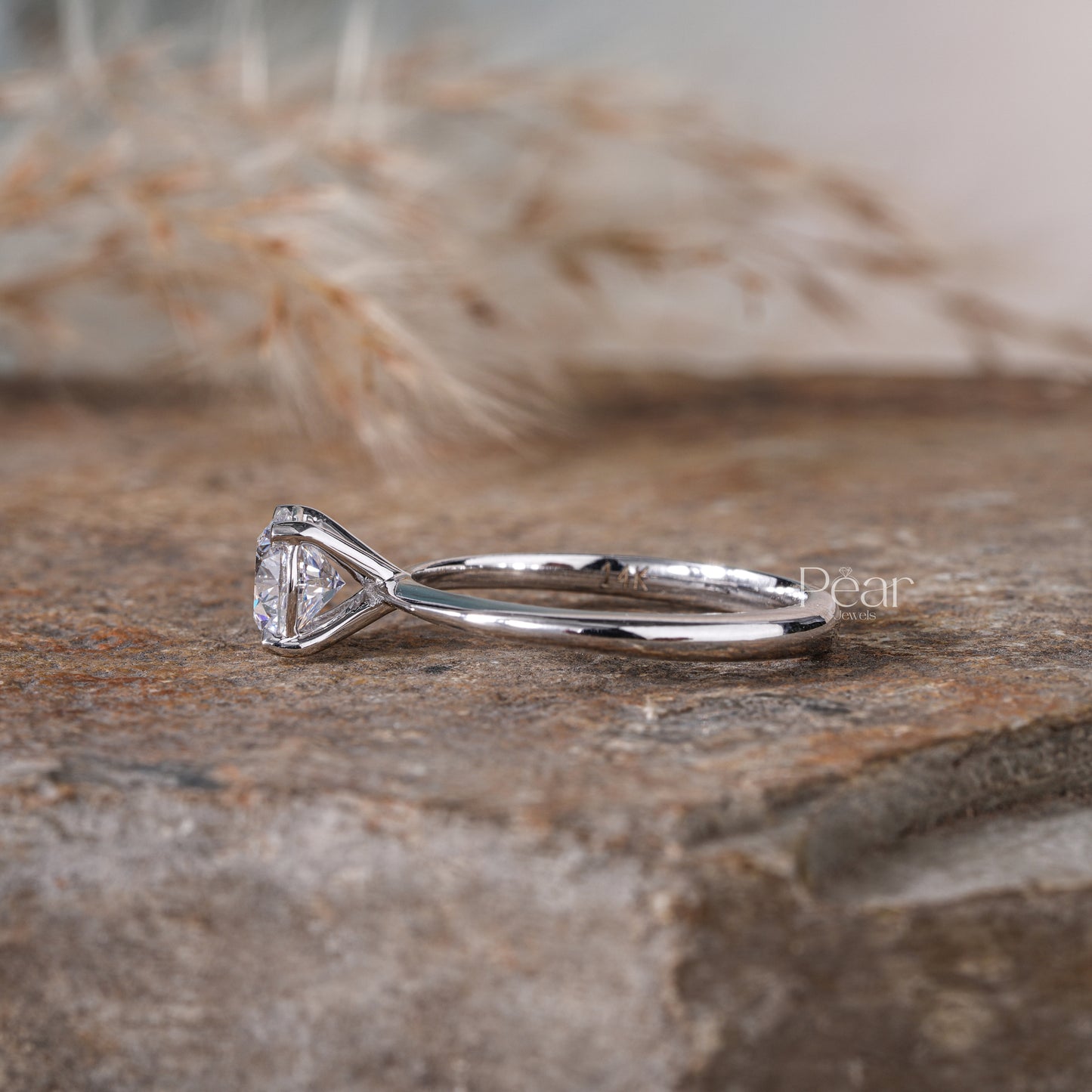 Round Solitaire Lab-Grown Diamond Proposal Ring - Pear Jewels