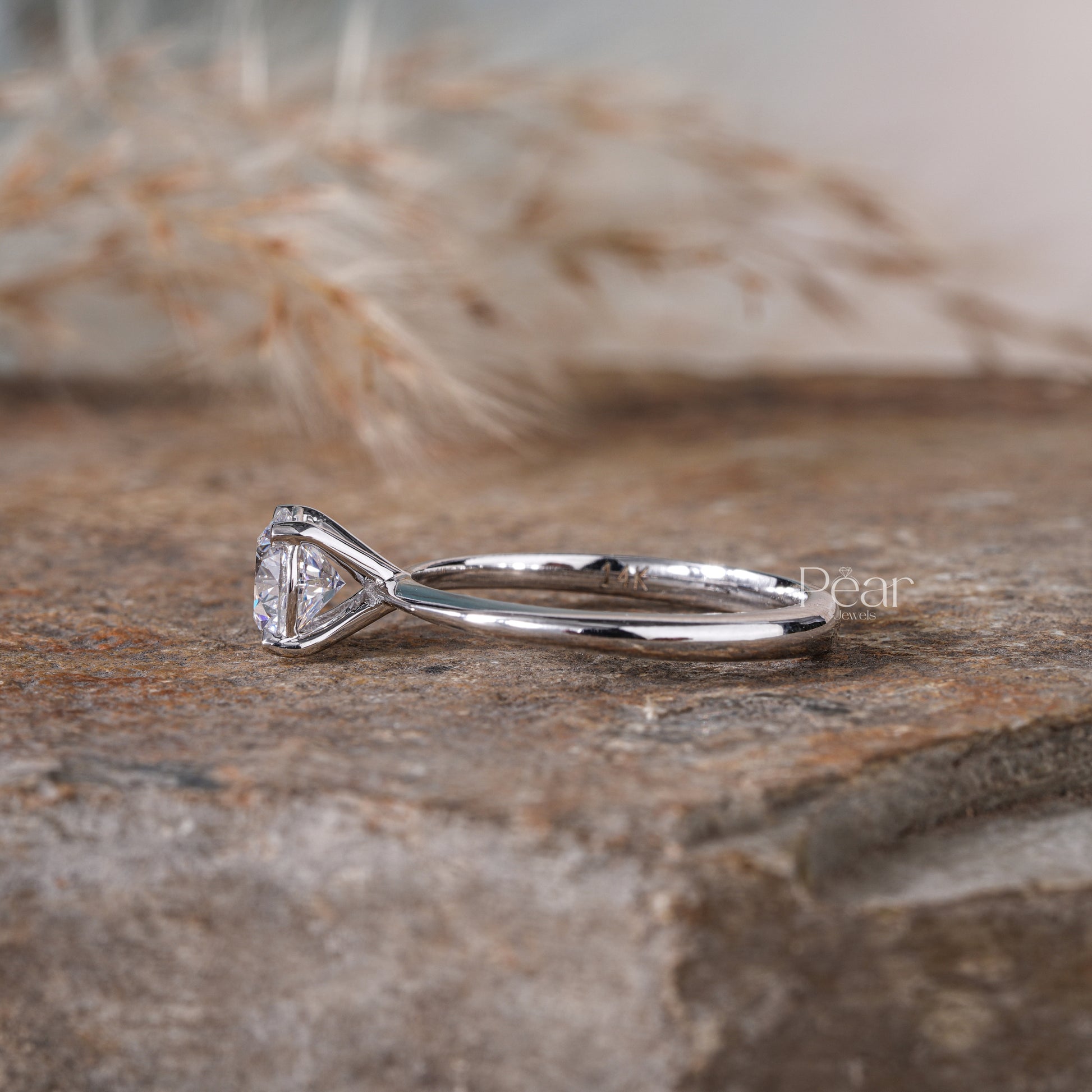 Round Solitaire Lab-Grown Diamond Proposal Ring - Pear Jewels