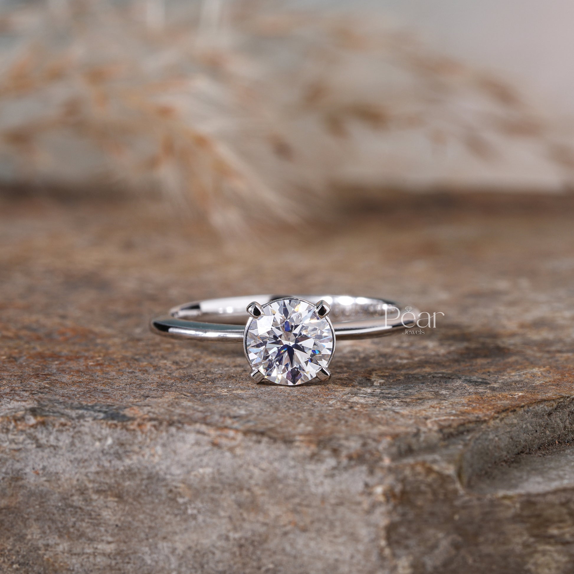 Round Solitaire Lab-Grown Diamond Proposal Ring - Pear Jewels