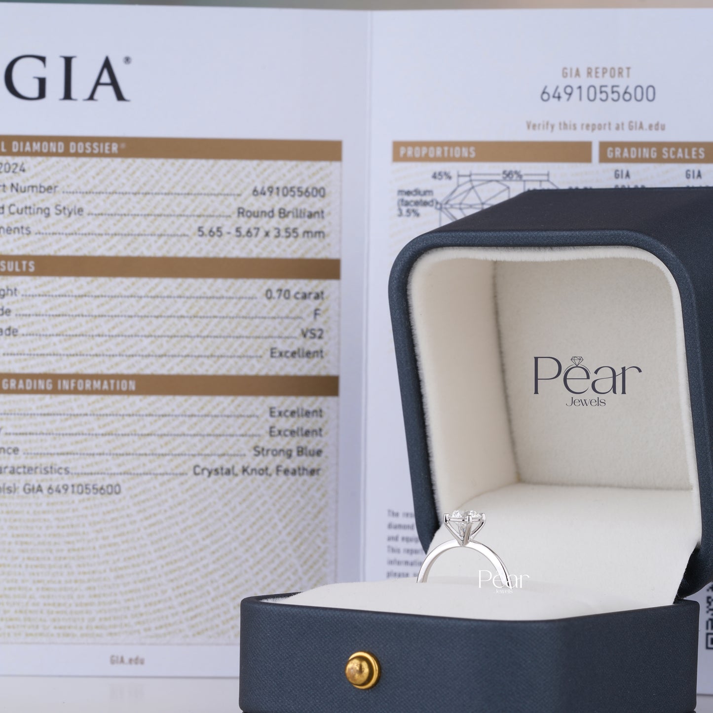 Round Solitaire Lab-Grown Diamond Proposal Ring - Pear Jewels