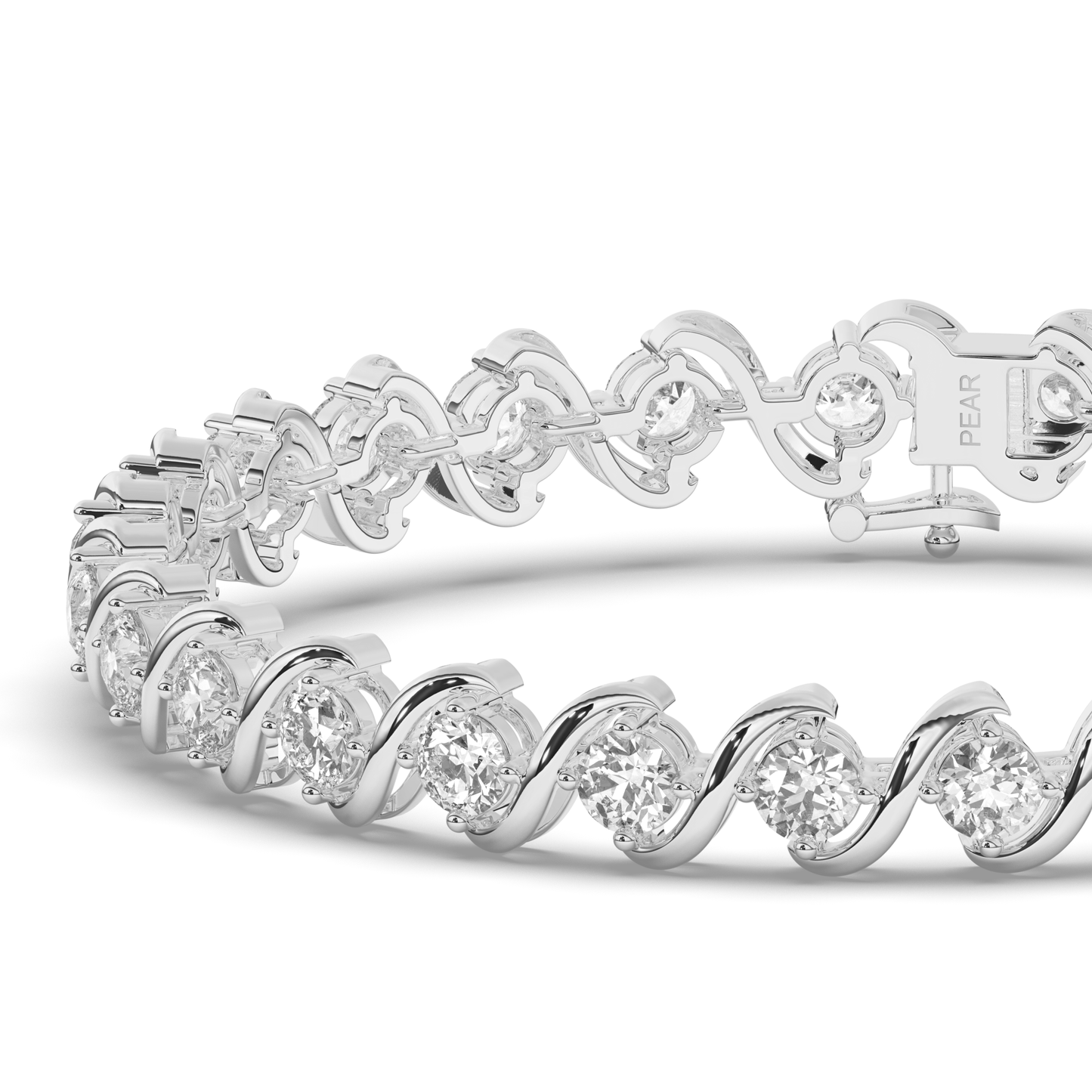 Sterling Tennis Bracelet with Lab-grown Round Diamonds - Pear Jewels