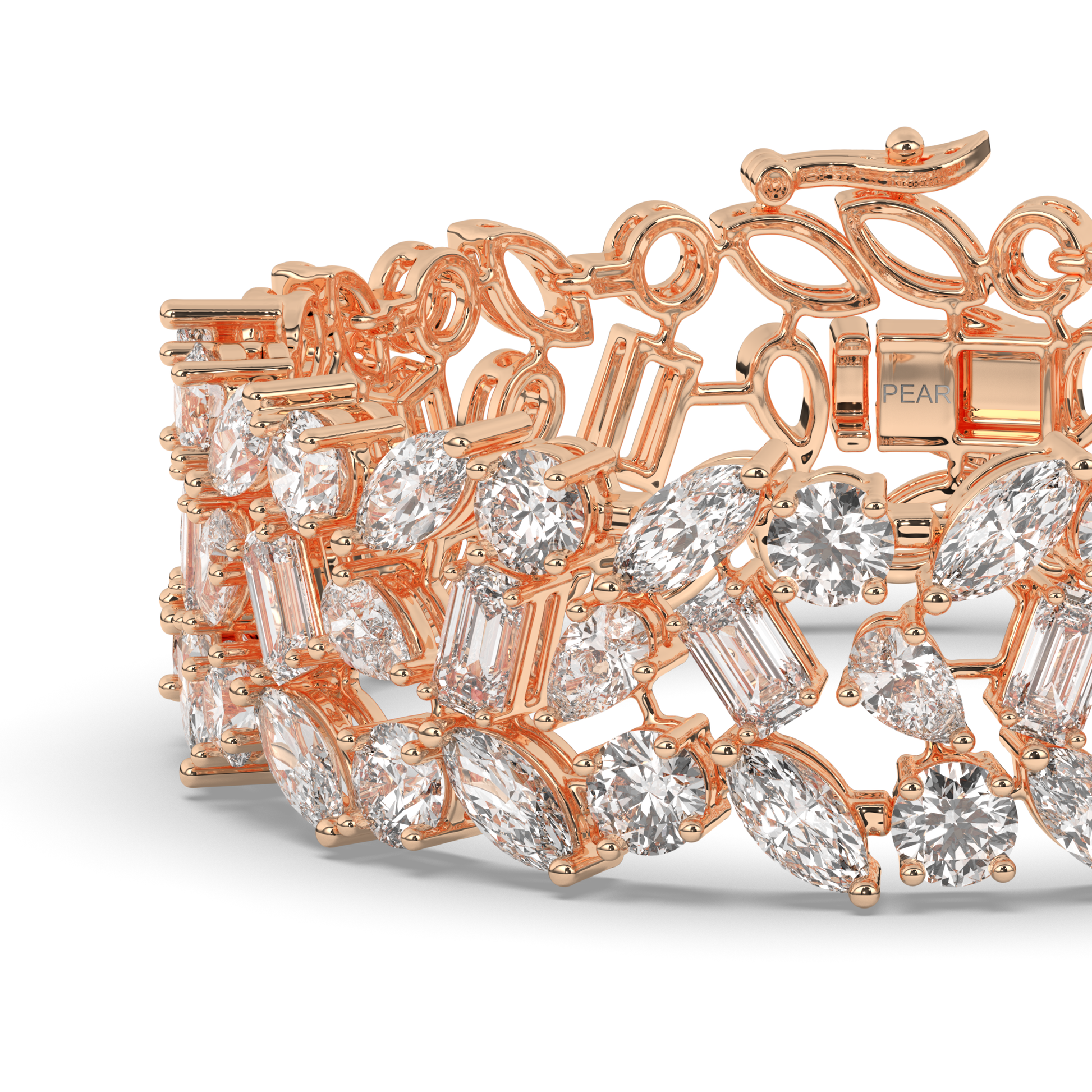 Tennis Bracelet with Elegant Royal Cutwork Lab-grown Diamonds - Pear Jewels