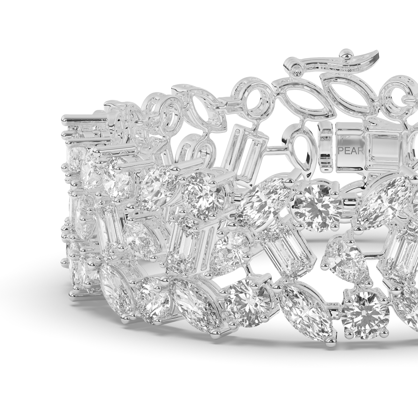 Tennis Bracelet with Elegant Royal Cutwork Lab-grown Diamonds - Pear Jewels