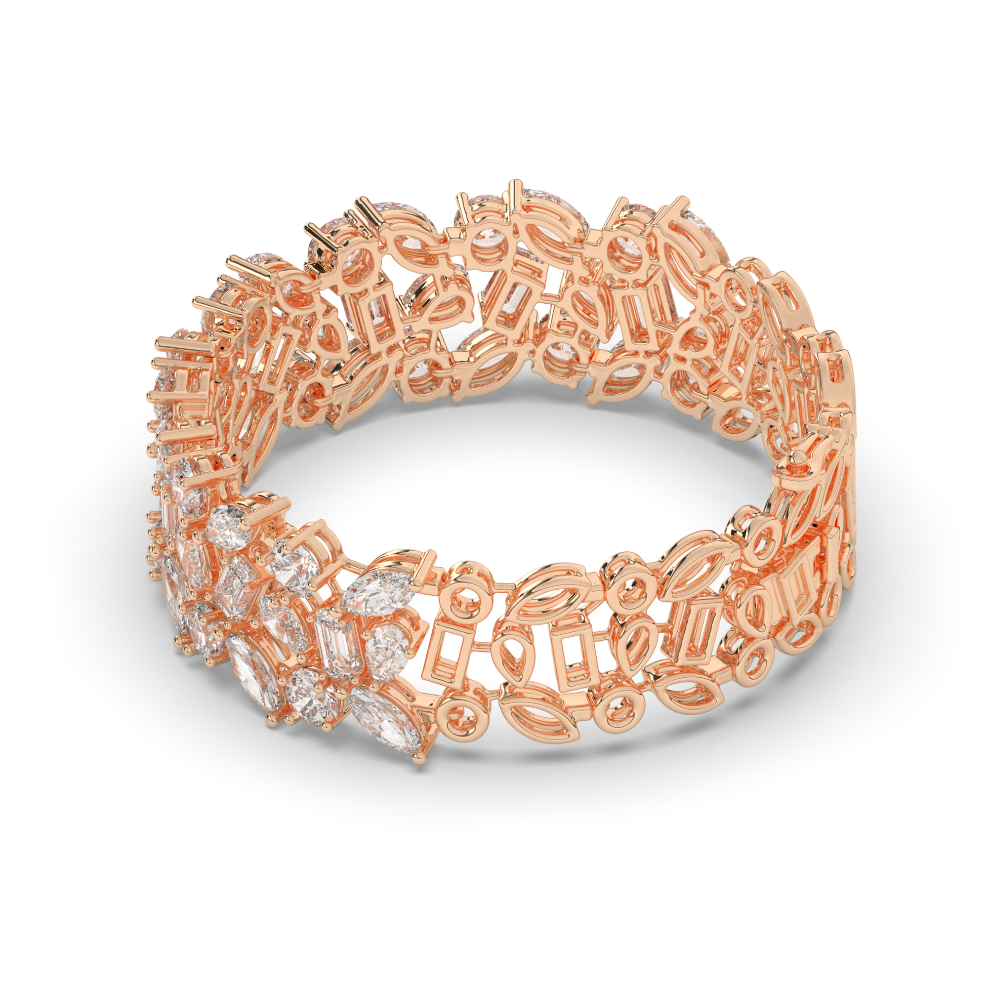 Tennis Bracelet with Elegant Royal Cutwork Lab-grown Diamonds - Pear Jewels