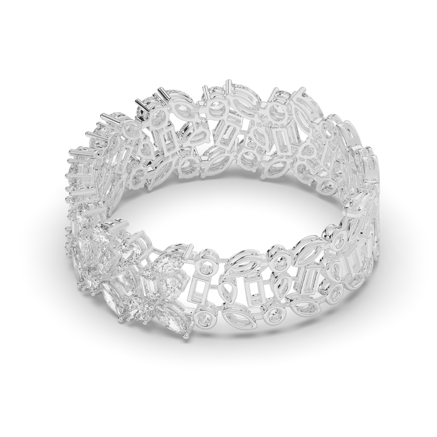 Tennis Bracelet with Elegant Royal Cutwork Lab-grown Diamonds - Pear Jewels