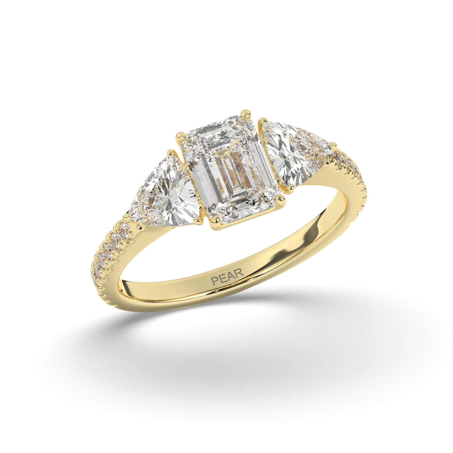 Three Emerald & Trilliant Cut Lab-Grown Diamond Ring - Pear Jewels