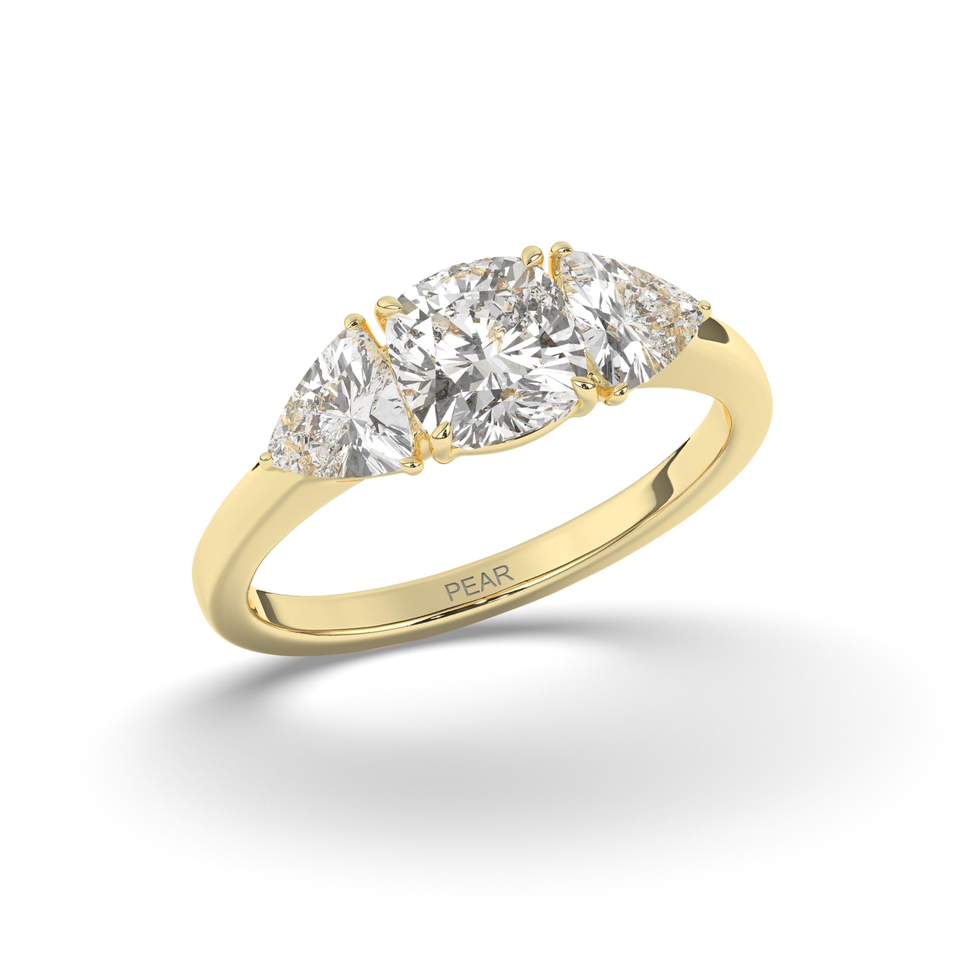 Three Stone Cushion Labgrown Diamond Ring - Pear Jewels