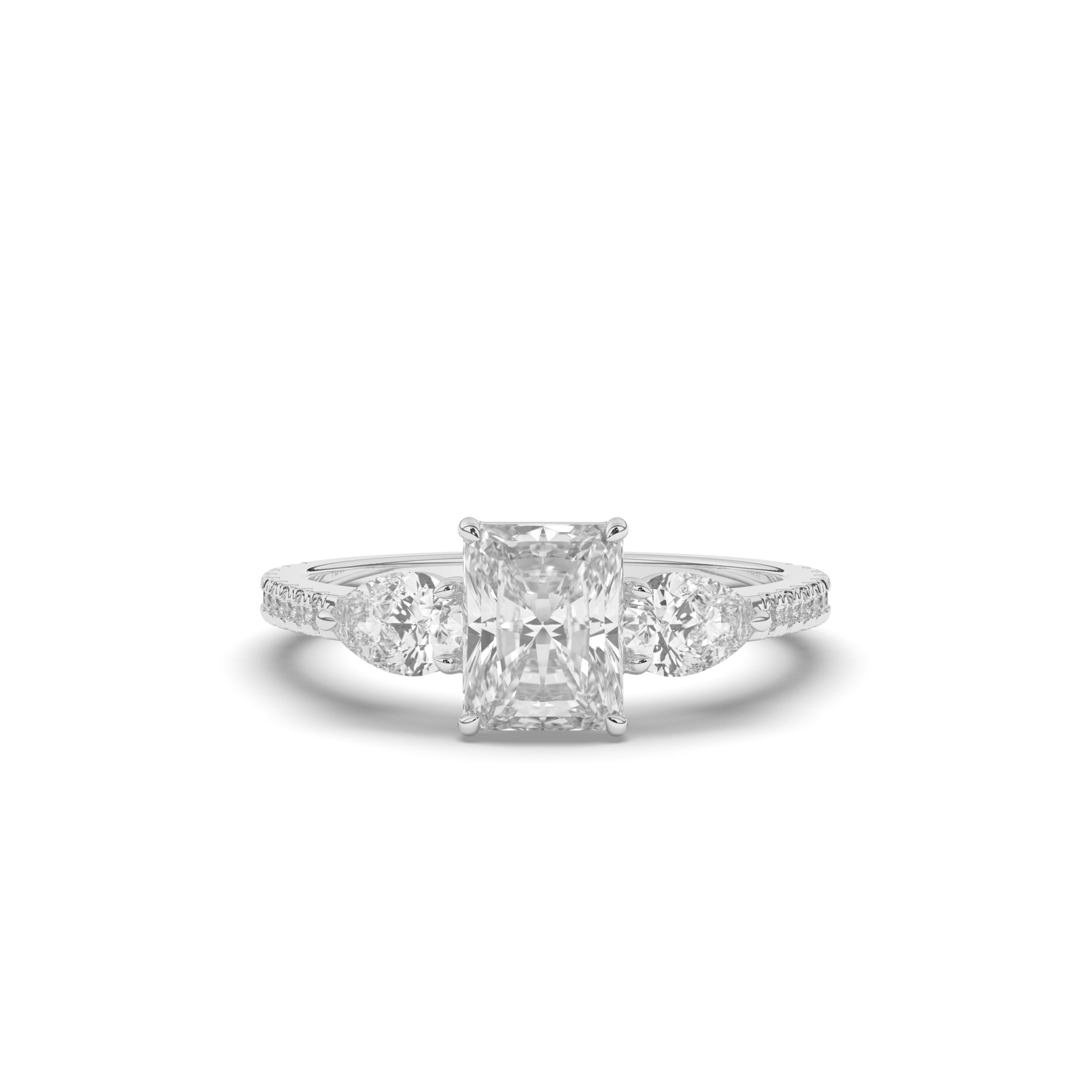 Three Stone Radiant Lab-Grown Diamond Ring - Pear Jewels
