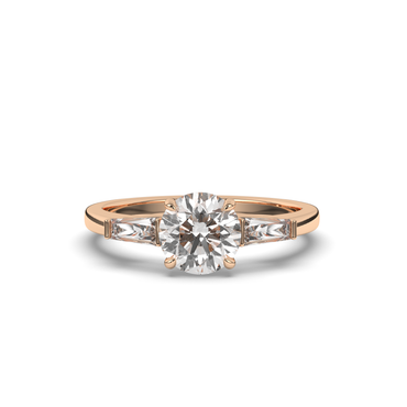 Three Stone Round & Baguette Lab-Grown Diamond Radiance Ring - Pear Jewels