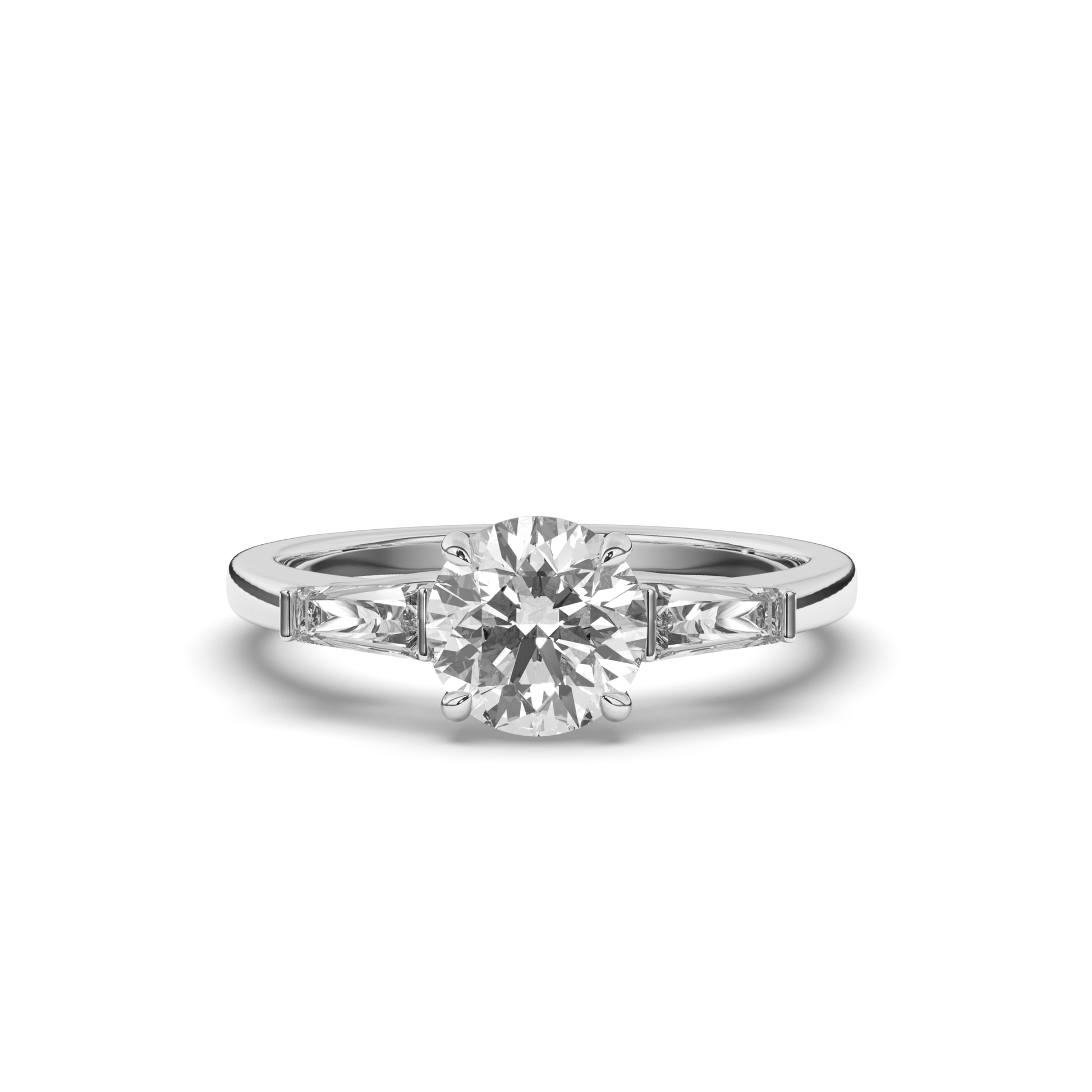 Three Stone Round & Baguette Lab-Grown Diamond Radiance Ring - Pear Jewels