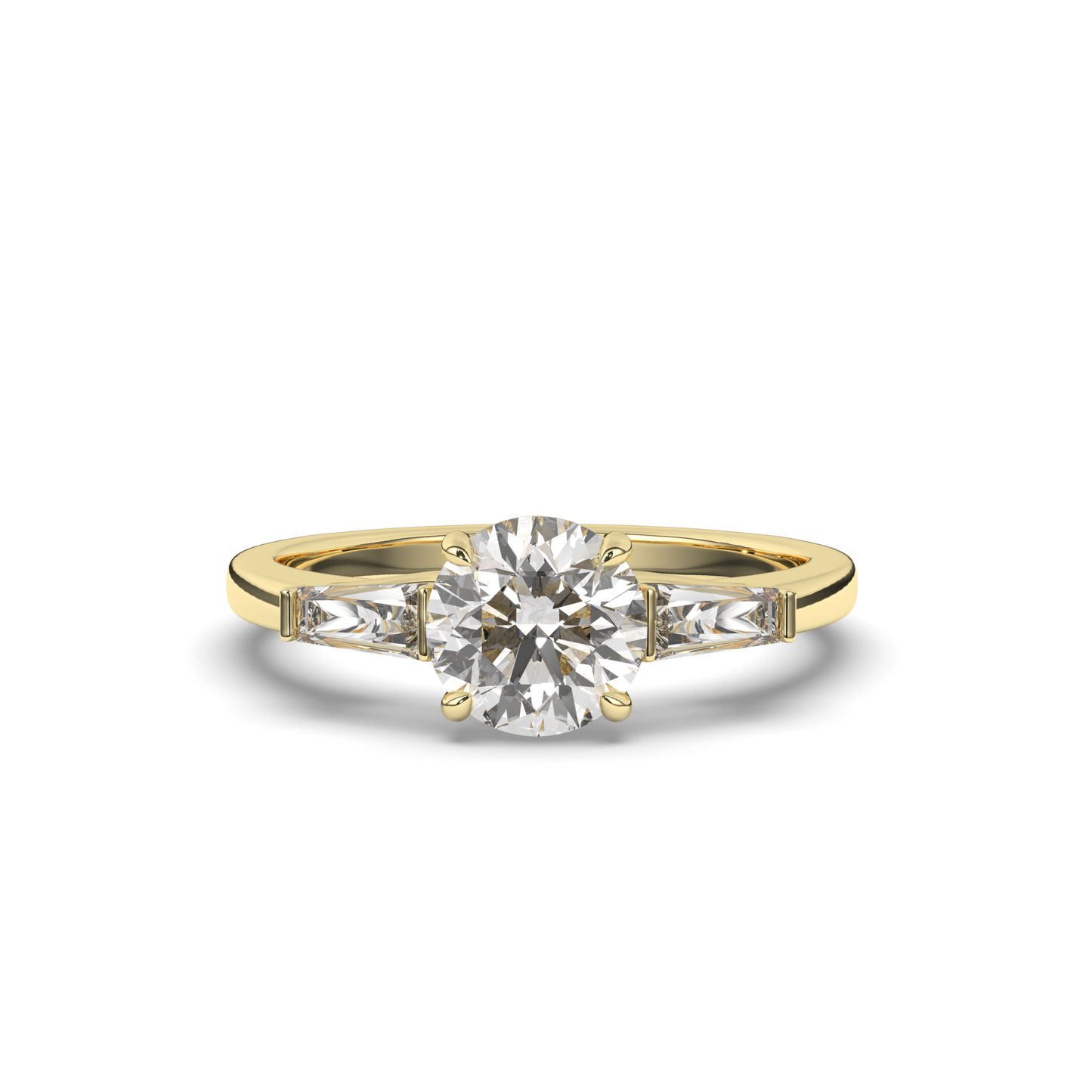 Three Stone Round & Baguette Lab-Grown Diamond Radiance Ring - Pear Jewels
