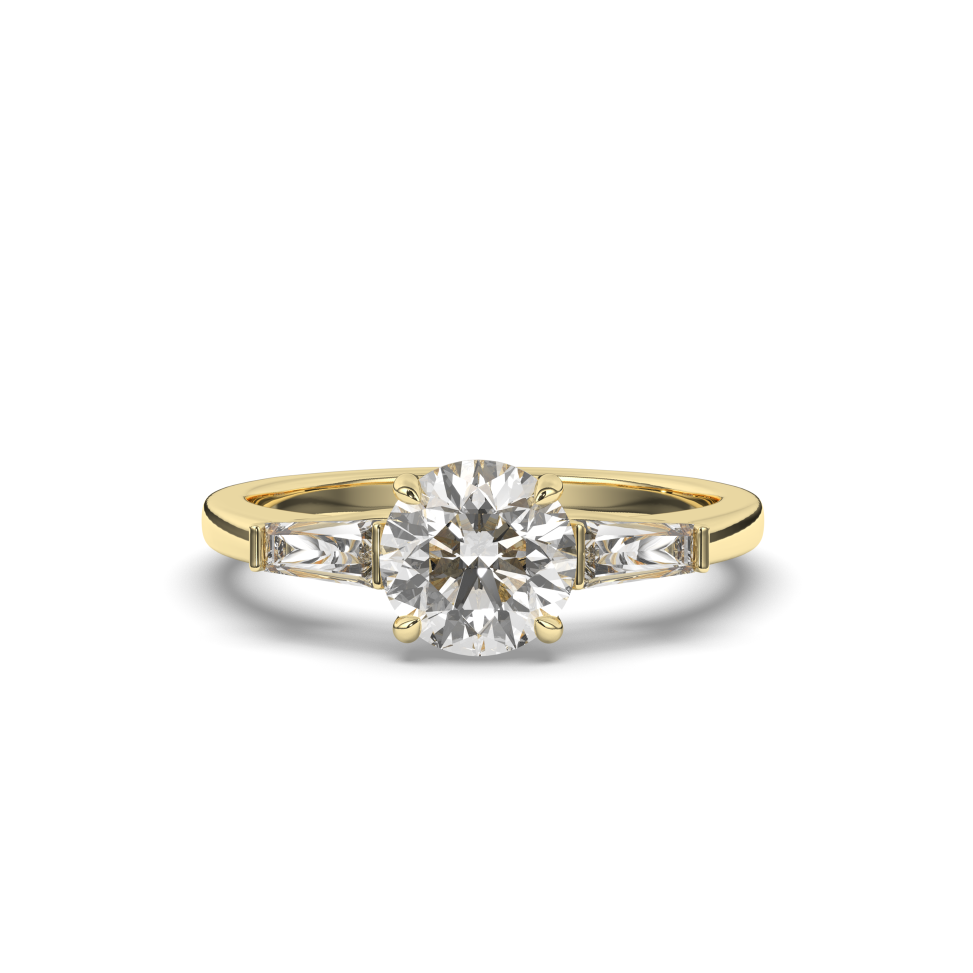 Three Stone Round & Baguette Lab-Grown Diamond Radiance Ring - Pear Jewels
