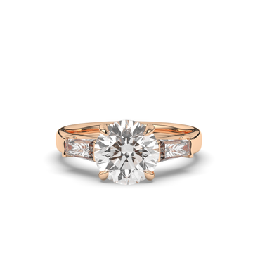 Three Stone Round & Baguette Lab-Grown Diamond Trilogy Ring - Pear Jewels