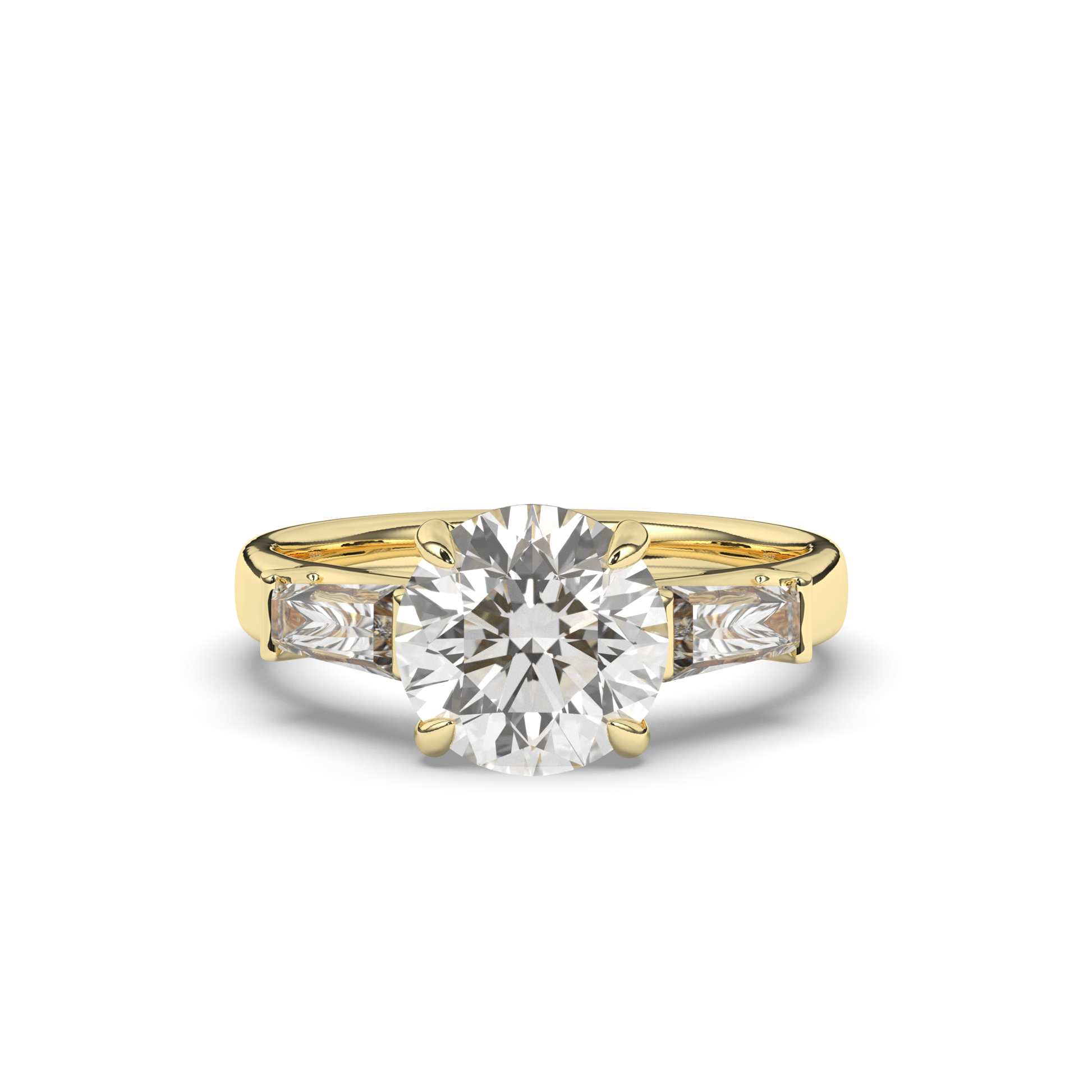 Three Stone Round & Baguette Lab-Grown Diamond Trilogy Ring - Pear Jewels