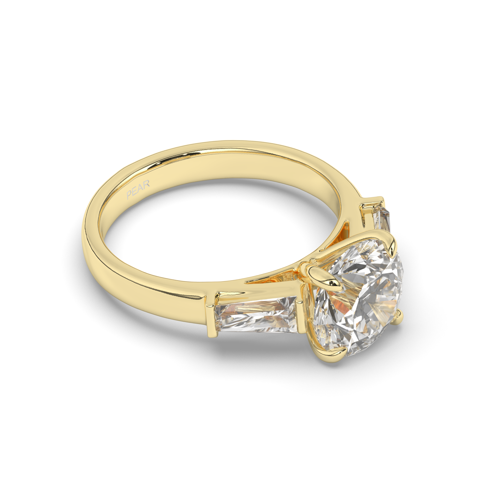 Three Stone Round & Baguette Lab-Grown Diamond Trilogy Ring - Pear Jewels