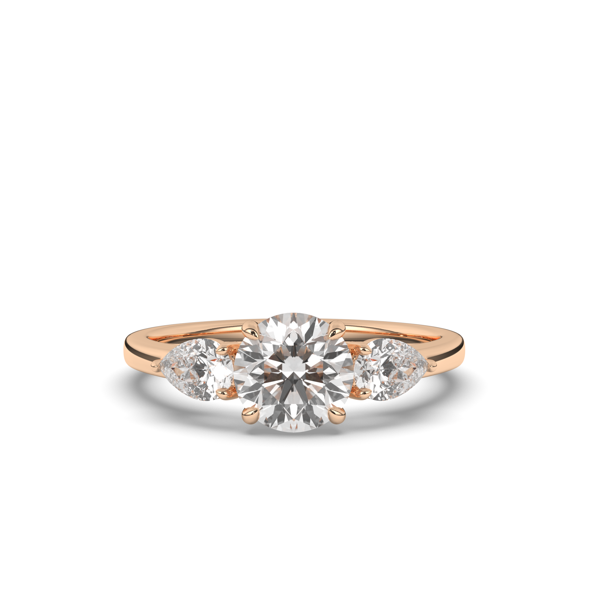 Three Stone Round & Pear Labgrown Diamond Ring - Pear Jewels