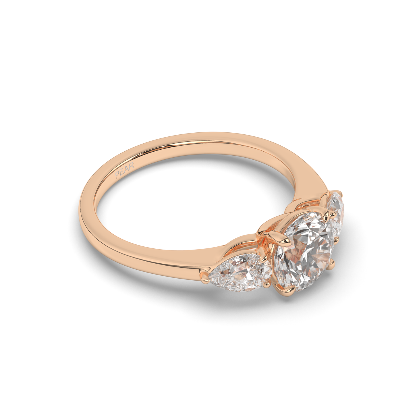 Three Stone Round & Pear Labgrown Diamond Ring - Pear Jewels