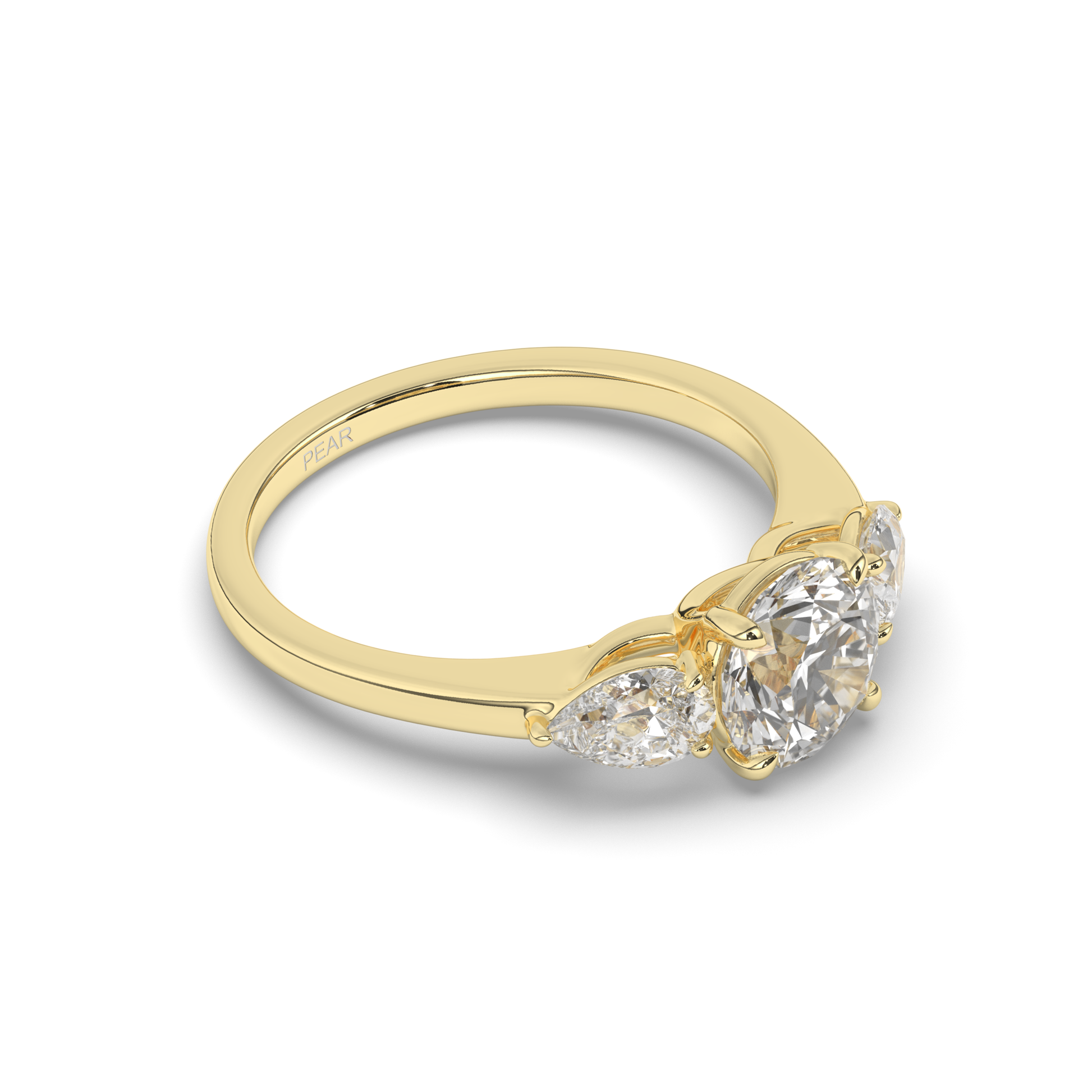 Three Stone Round & Pear Labgrown Diamond Ring - Pear Jewels