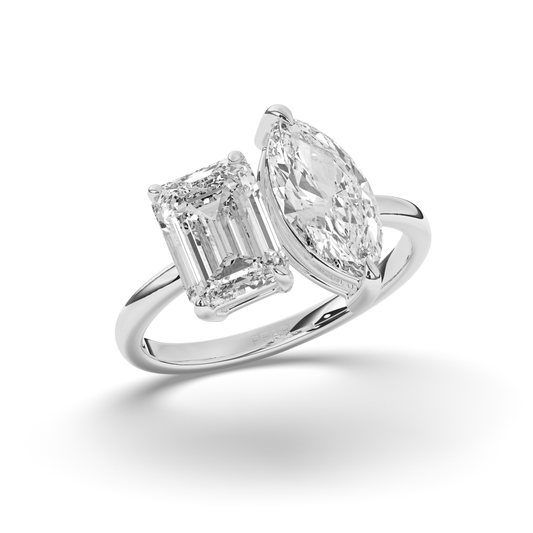 Toi Et Moi Emerald & Marquise Lab-Grown Diamond Ring - Pear Jewels