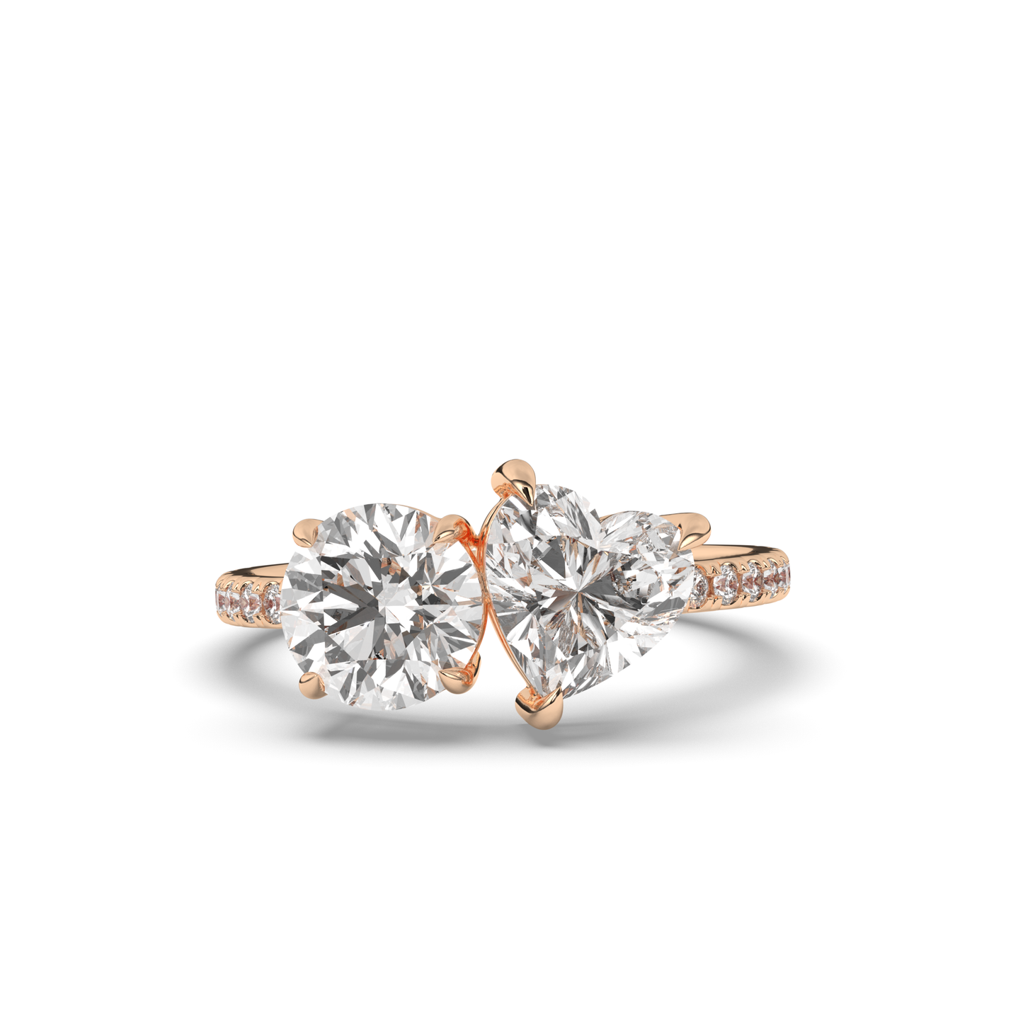 Toi Et Moi Round & Heart Lab-Grown Diamond Ring - Pear Jewels