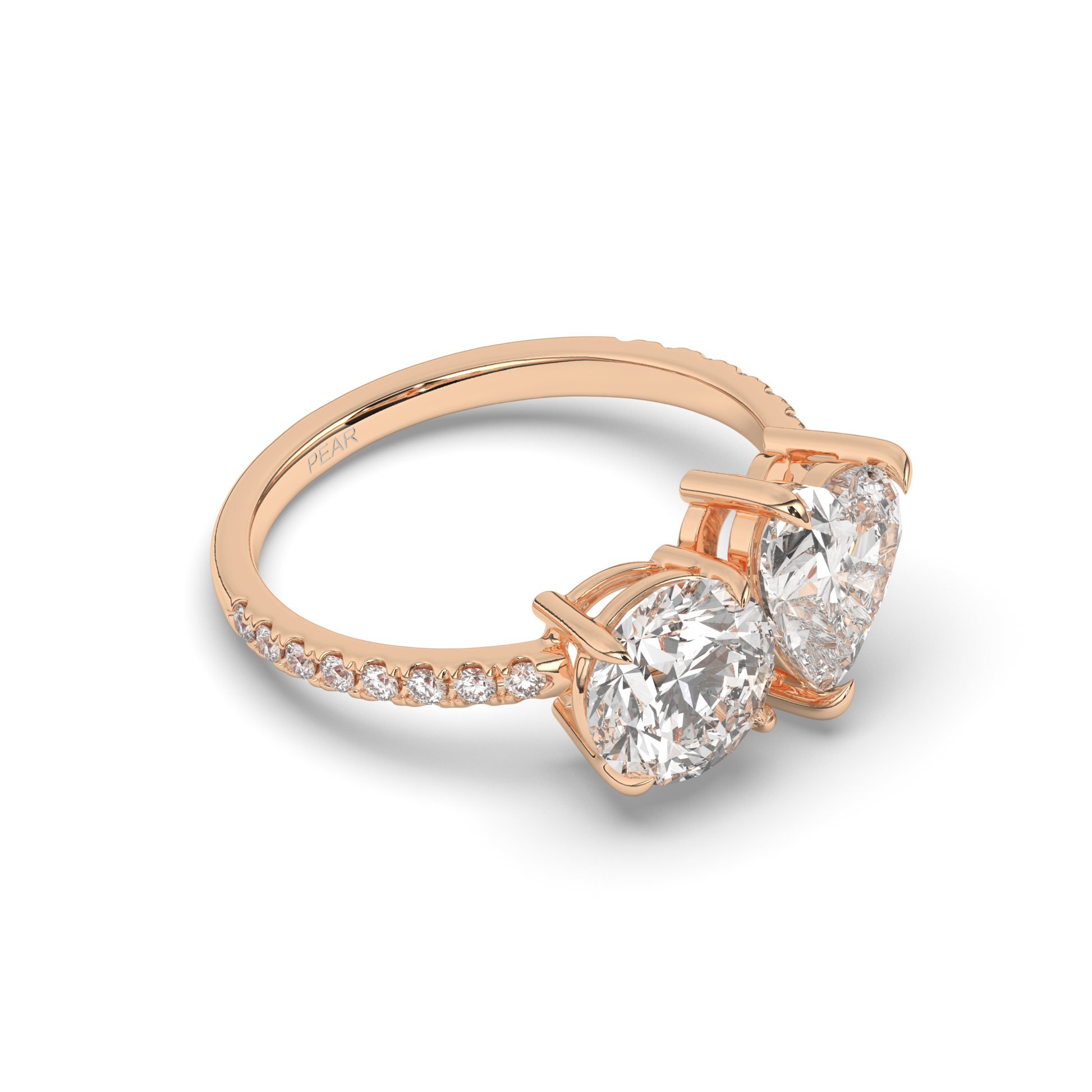 Toi Et Moi Round & Heart Lab-Grown Diamond Ring - Pear Jewels