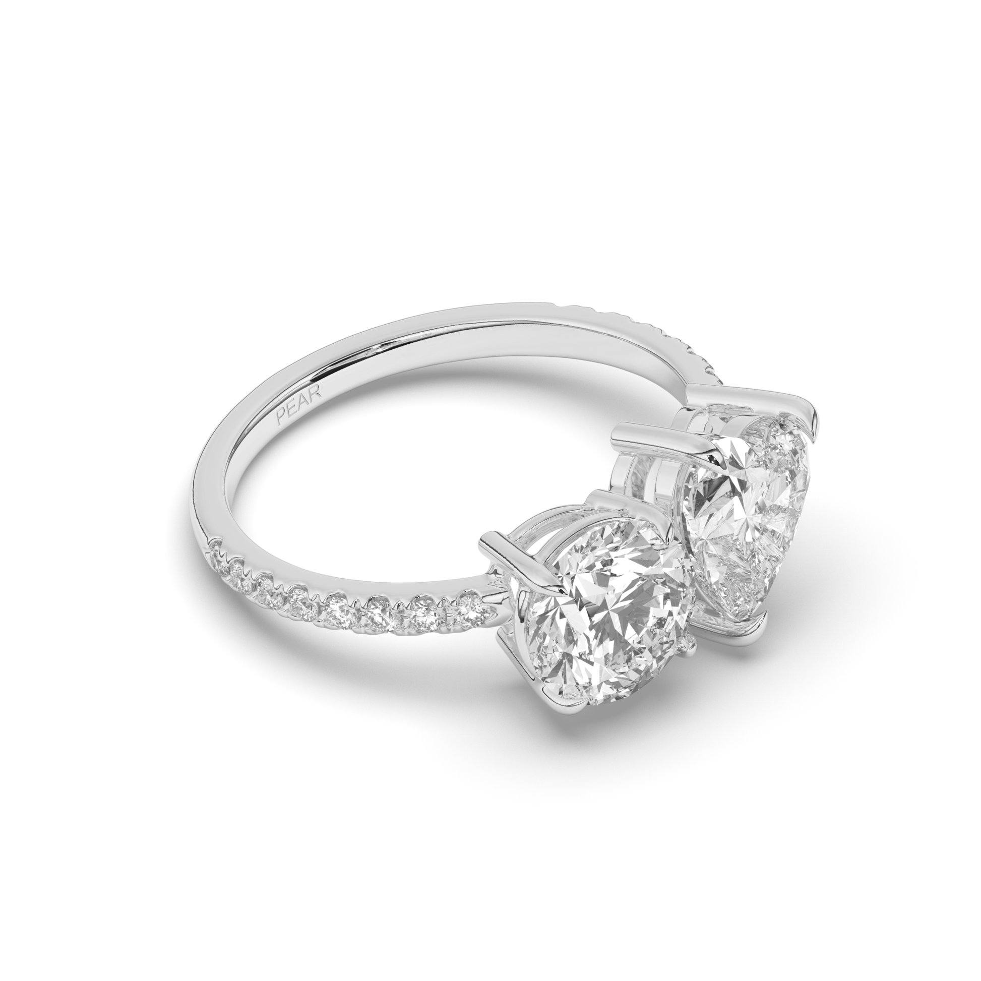 Toi Et Moi Round & Heart Lab-Grown Diamond Ring - Pear Jewels