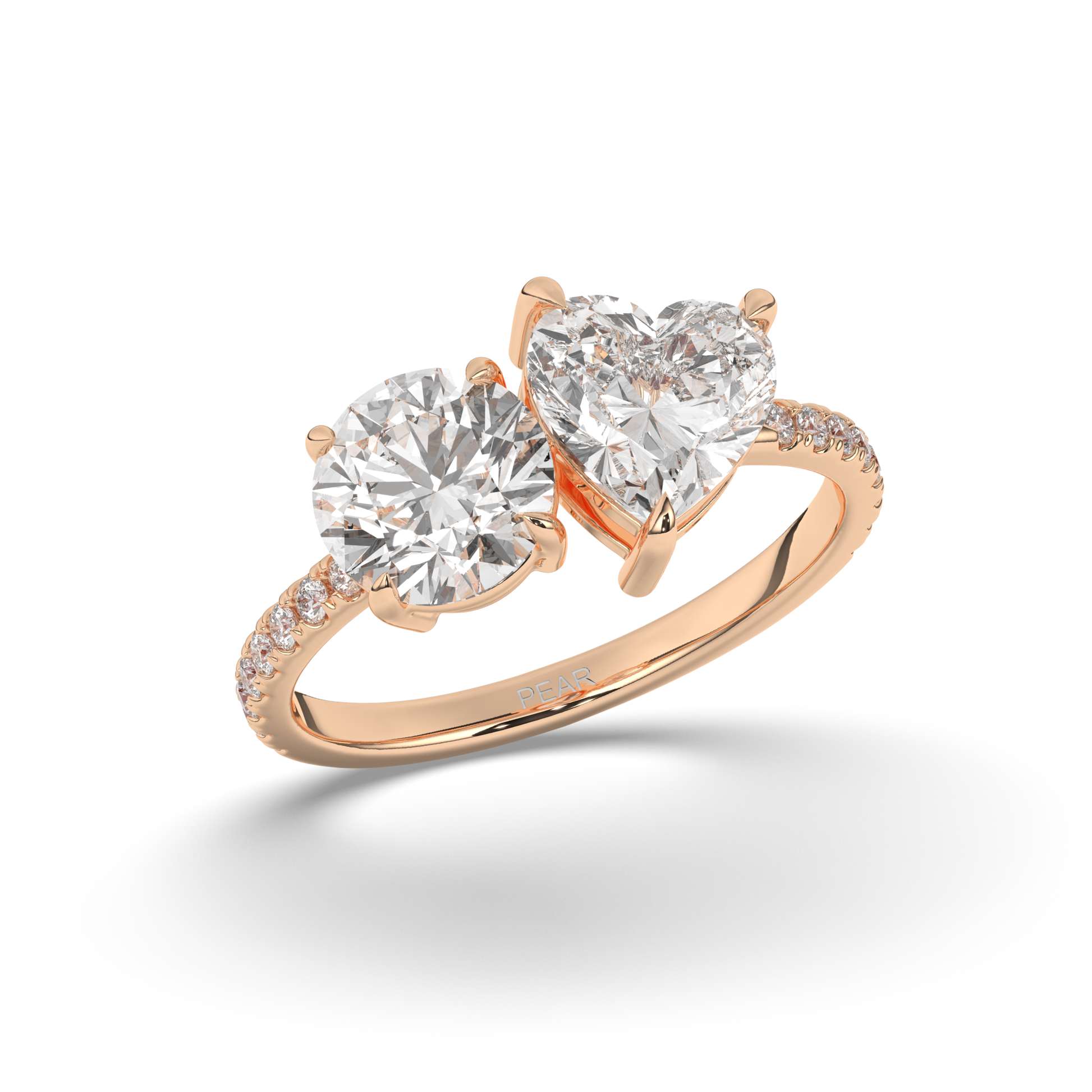 Toi Et Moi Round & Heart Lab-Grown Diamond Ring - Pear Jewels