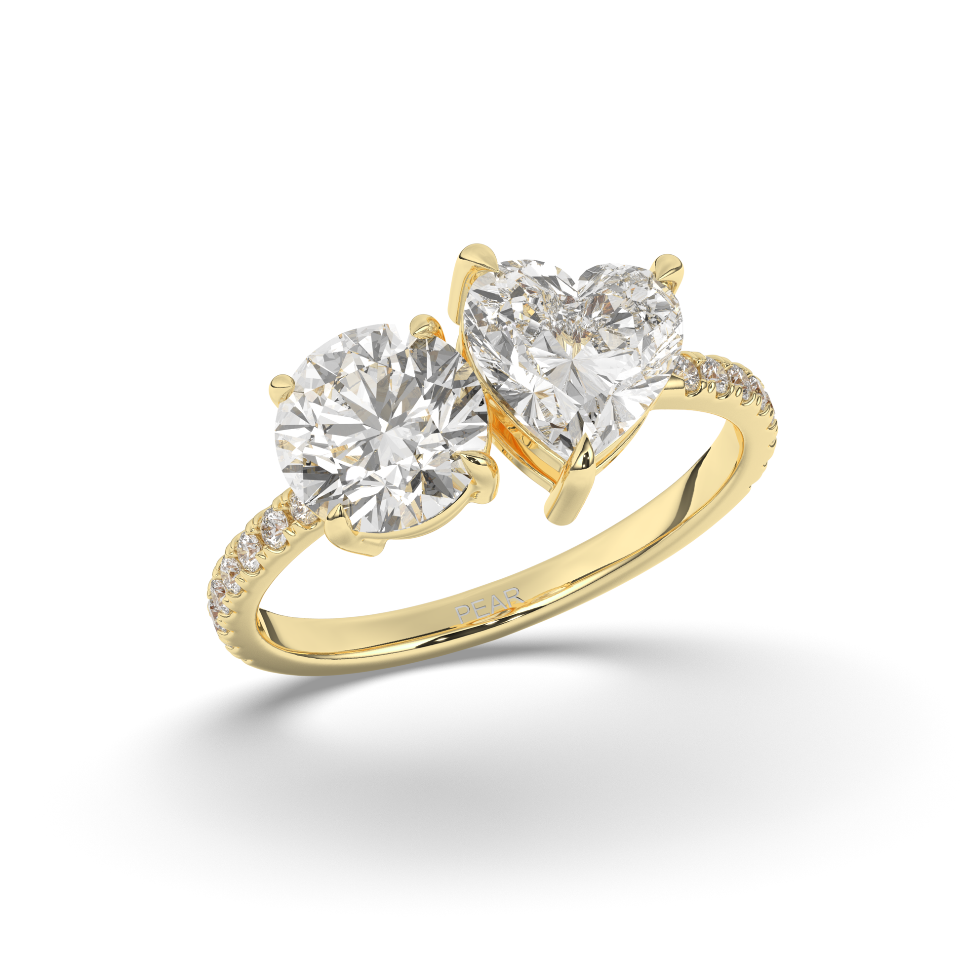 Toi Et Moi Round & Heart Lab-Grown Diamond Ring - Pear Jewels