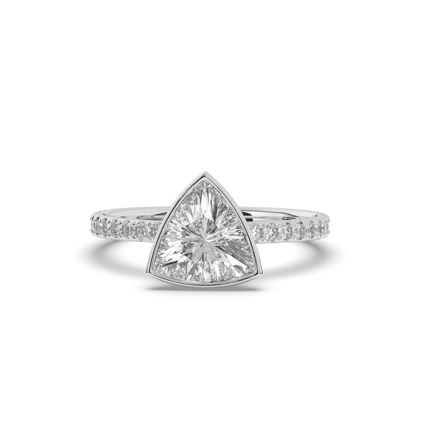Trillion Curved Bezel Lab-Grown Diamond Ring - Pear Jewels