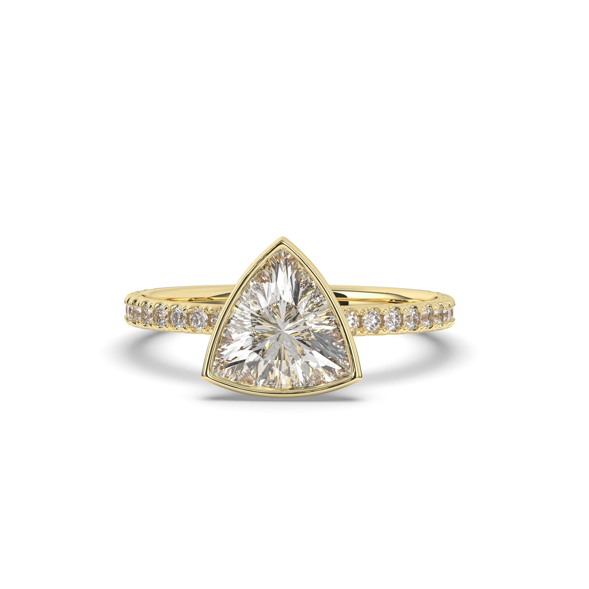 Trillion Curved Bezel Lab-Grown Diamond Ring - Pear Jewels