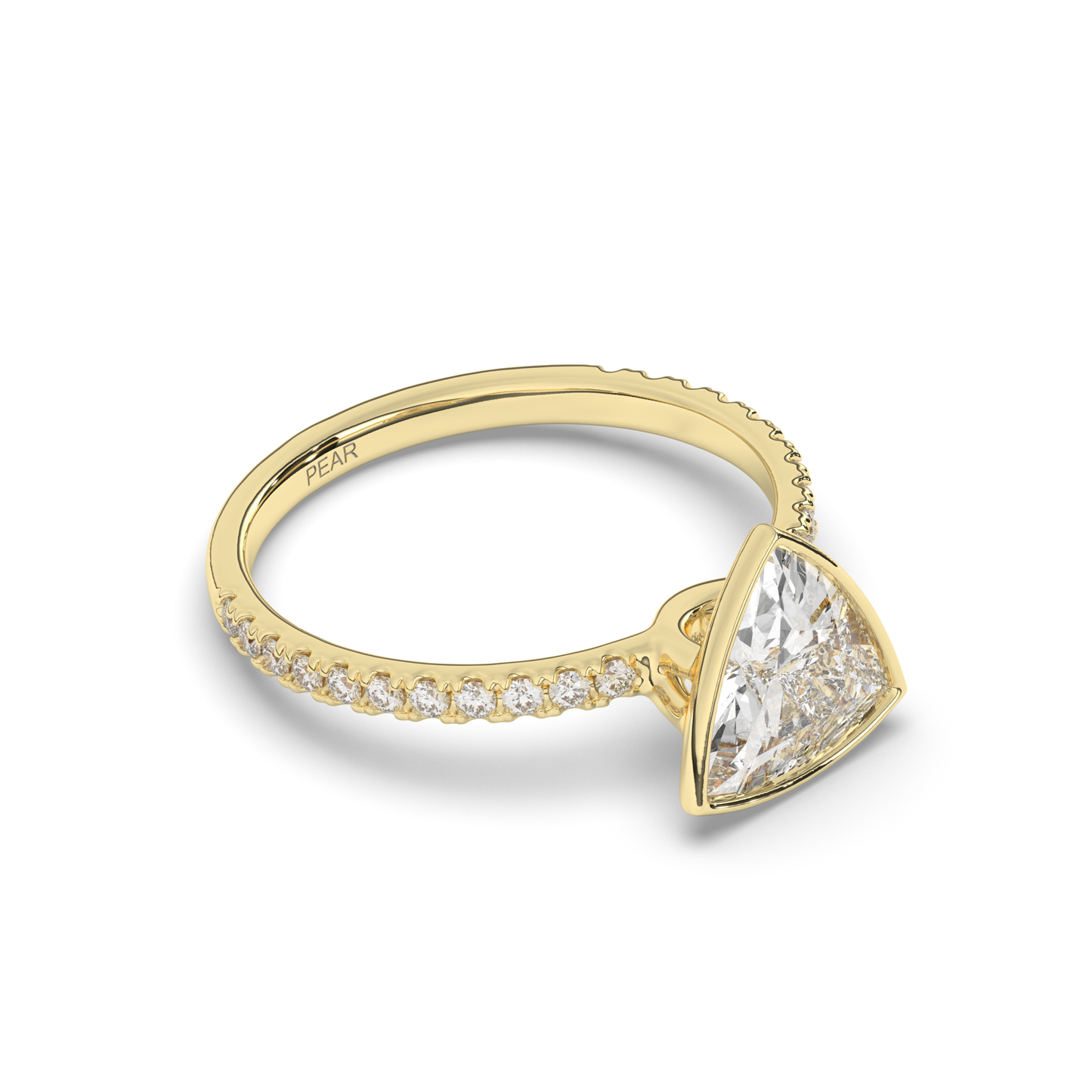 Trillion Curved Bezel Lab-Grown Diamond Ring - Pear Jewels