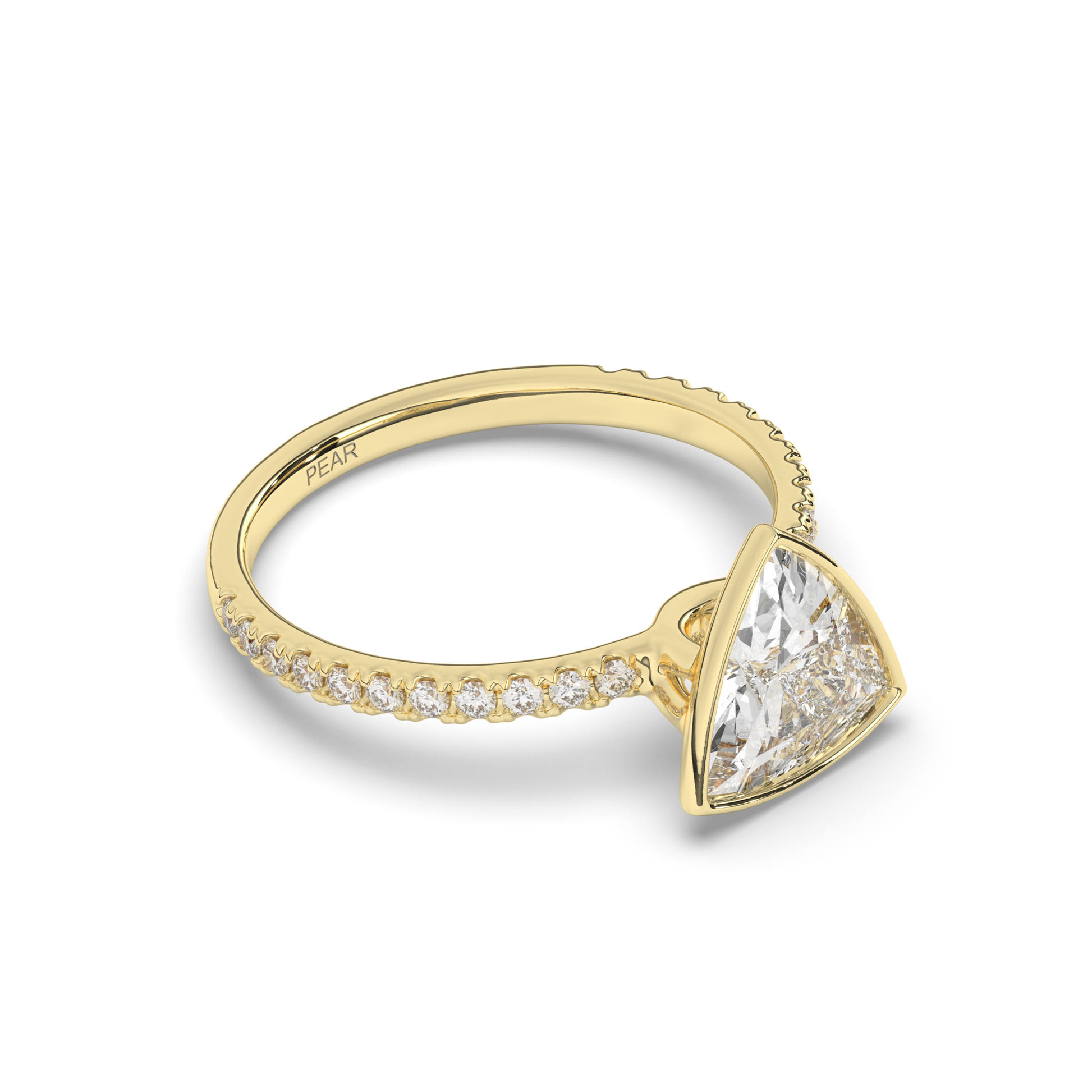 Trillion Curved Bezel Lab-Grown Diamond Ring - Pear Jewels