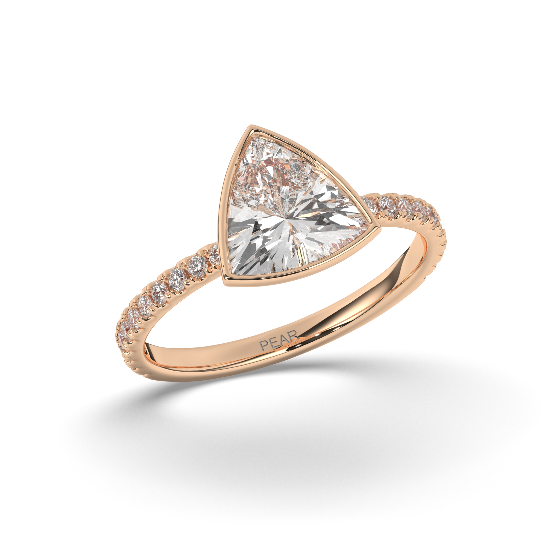 Trillion Curved Bezel Lab-Grown Diamond Ring - Pear Jewels