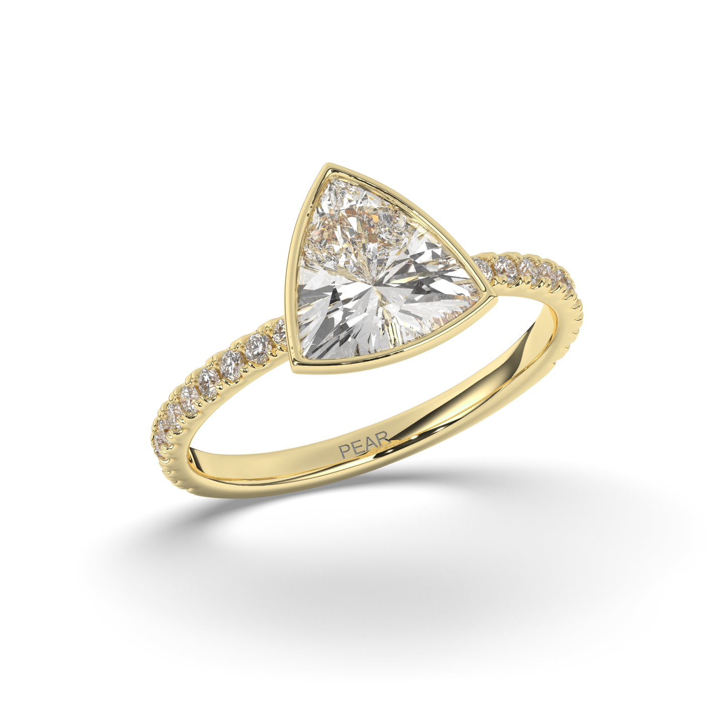 Trillion Curved Bezel Lab-Grown Diamond Ring - Pear Jewels
