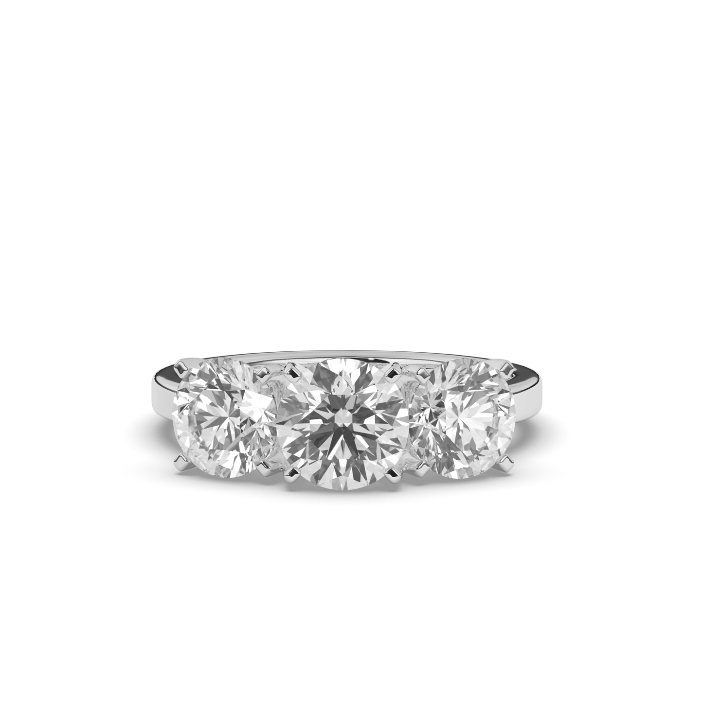 Troupee Round Lab-grown 3 Stone Diamond Ring - Pear Jewels